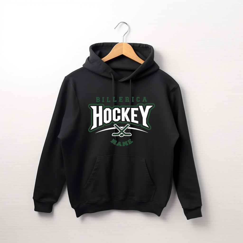 Billerica Hockey Hoodie- crossed stick design- Team Spirit Wear