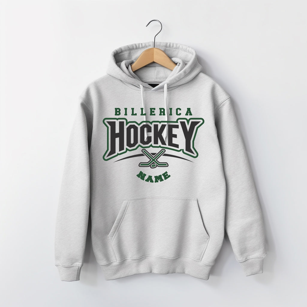 Billerica Hockey Hoodie- crossed stick design- Team Spirit Wear