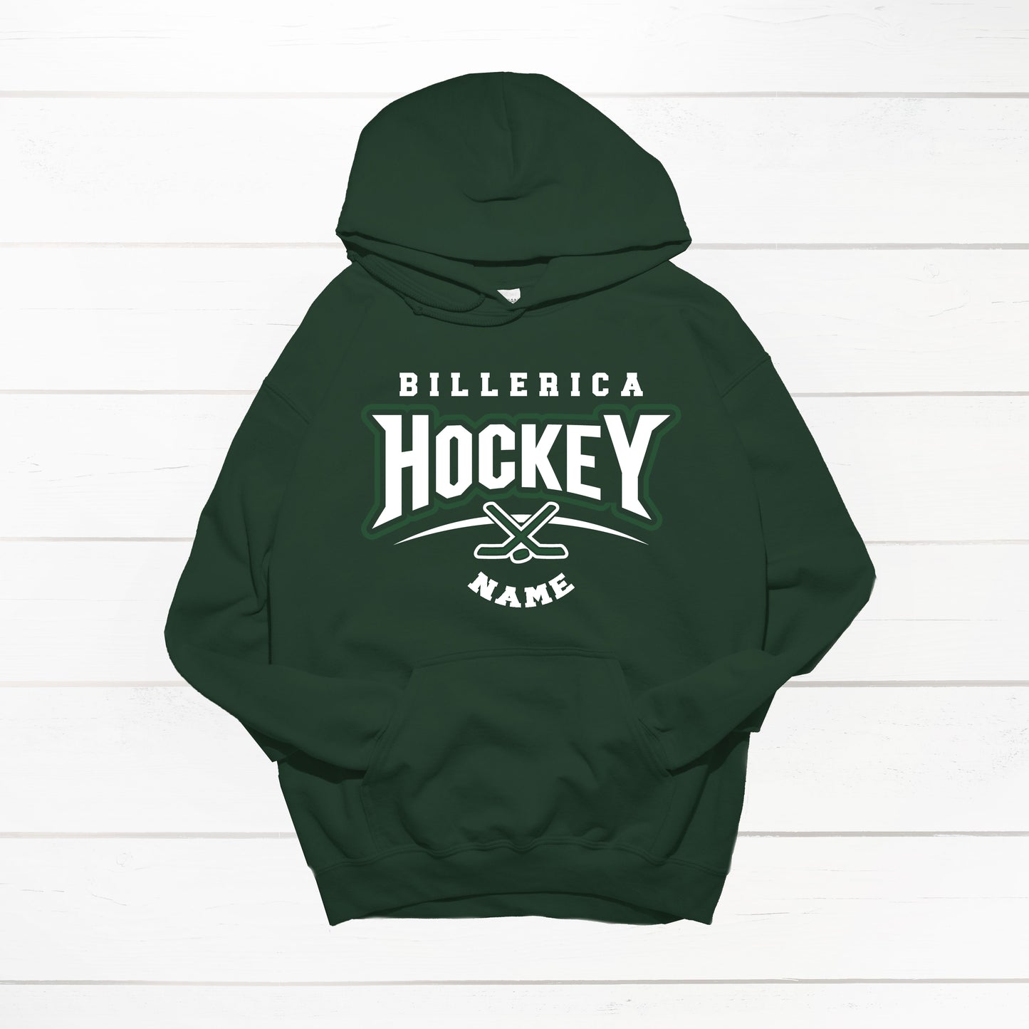 Billerica Hockey Hoodie- crossed stick design- Team Spirit Wear