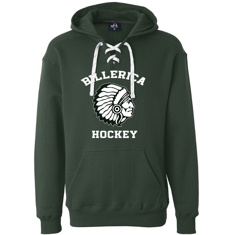 Billerica Hockey Sport Lace Hoodie- Mascot Design- Team Spirit Wear