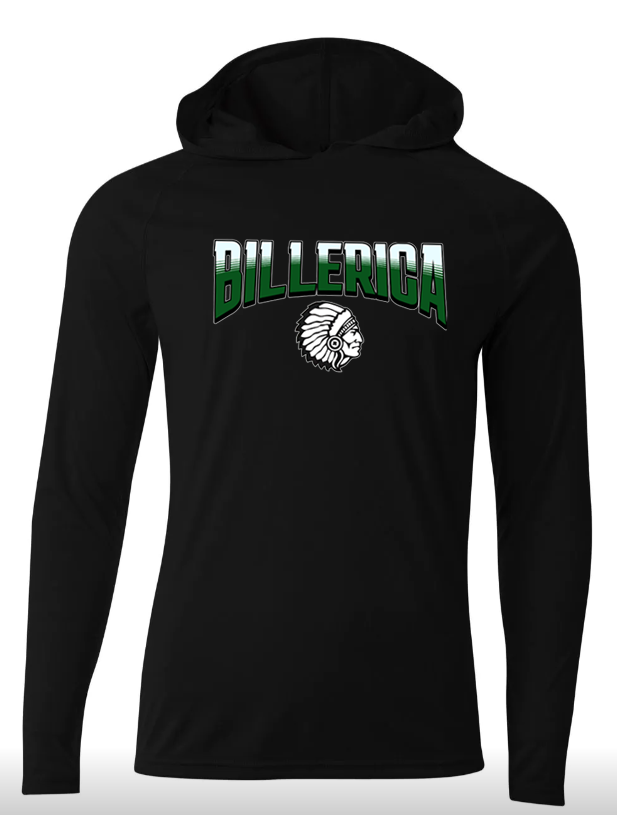 Billerica cooling activewear shirts- striped text w/mascot