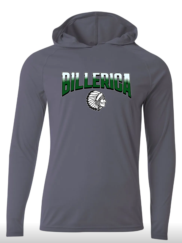 Billerica cooling activewear shirts- striped text w/mascot