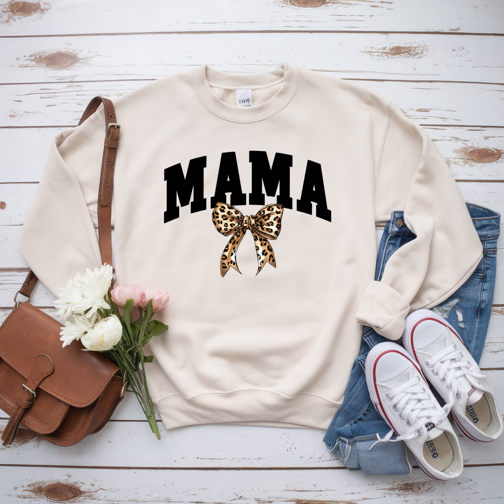 Mama crew neck sweatshirt w/print bow